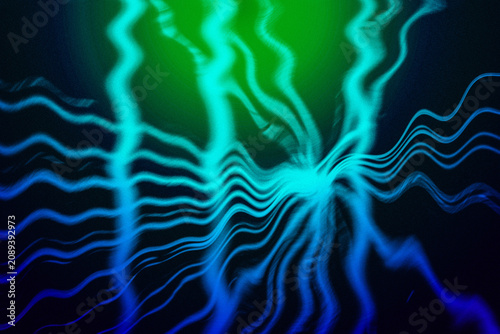 Obraz na plátně Abstract Electric Energy Flow in Dark Neon Blue and Green Glow with Dynamic Ligh