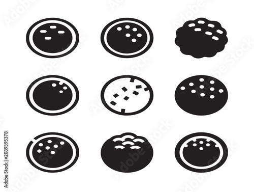 Snowball Icon Set Featuring Solid Black Silhouette Designs for Winter Games