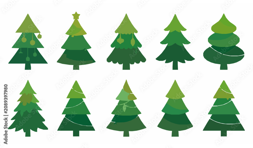 Fototapeta premium Modern New Year Fir Tree with Ornaments and Light Garlands