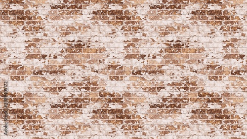 Fotografía A grunge-inspired distressed brick wall texture featuring peeling white paint over old brown bricks