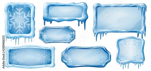 Festive winter holiday borders featuring icy edges and snowflake motifs for seasonal marketing designs.