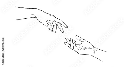 Two hands reaching towards each other