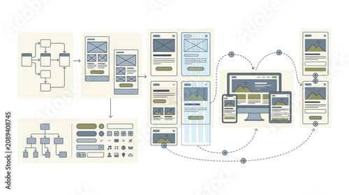 Website user interface design workflow and responsive wireframing