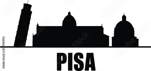 Εκτύπωση καμβά Pisa skyline silhouette featuring the leaning tower of cathedral dome landmarks