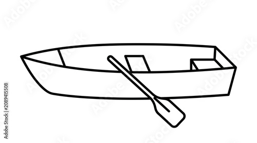 Photos Simple Rowboat Outline with Oar, Minimalist Nautical Vector Art