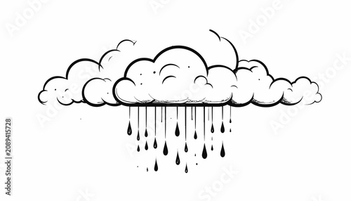Fotografie Rain Cloud With Raindrops Falling Down.