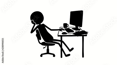 Quadro su tela A person sitting bored at a desk.