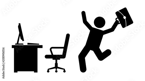 Fotografija A person happily leaving a workplace.