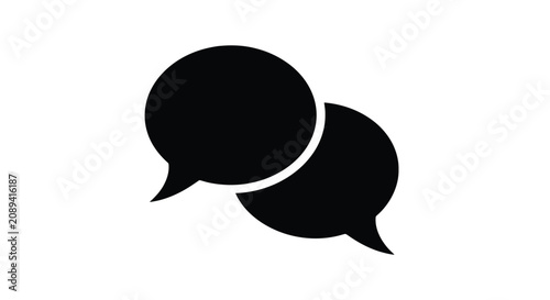 Canvastavla Two Black Speech Bubbles Overlapping in Conversation Illustration