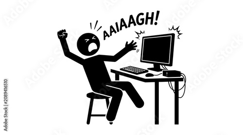 Obraz na plátně Frustrated person at computer desk.