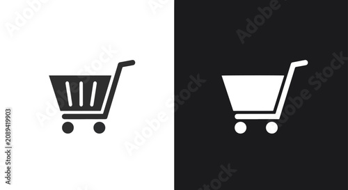 Shopping cart vector icons isolated on black - Glyph solid icon - Editable modern style icon - Clipart, sticker - icon set - Clipart