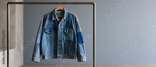 Plakat w ramie Denim jacket with patchwork hanging