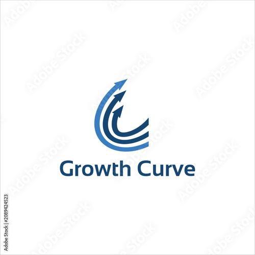 Abstract Line Growth Curve Financial Logo Flat Vector Identity