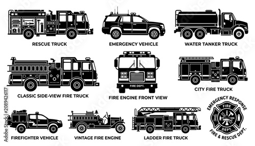 Canvastavla Fire Truck Set with Rescue Truck Emergency Vehicle Water Tanker and Fire Engine