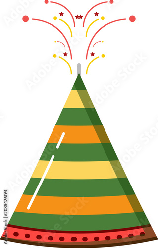 Foto Colorful firework cone emits bright sparks, celebrating Diwali festival with traditional pyrotechnics, joyous atmosphere