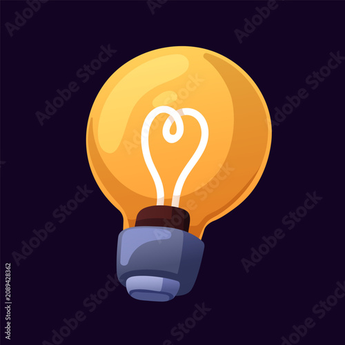 Light bulb icon. Glowing lamp, insight. Electric lightbulb, GUI element. Crea...