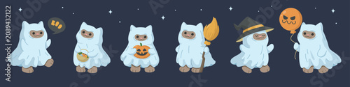 Принти на полотні Kittens characters in ghost costumes