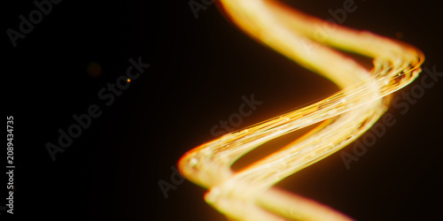 Fotografie Golden DNA helix made of light trails