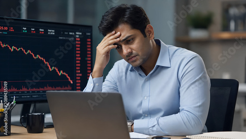 A upset stock trader looking at Indian stock market