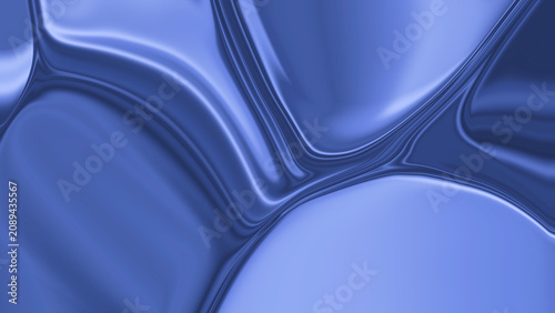 Abstract Blue Satin Fabric Background with Soft Flowing Waves
