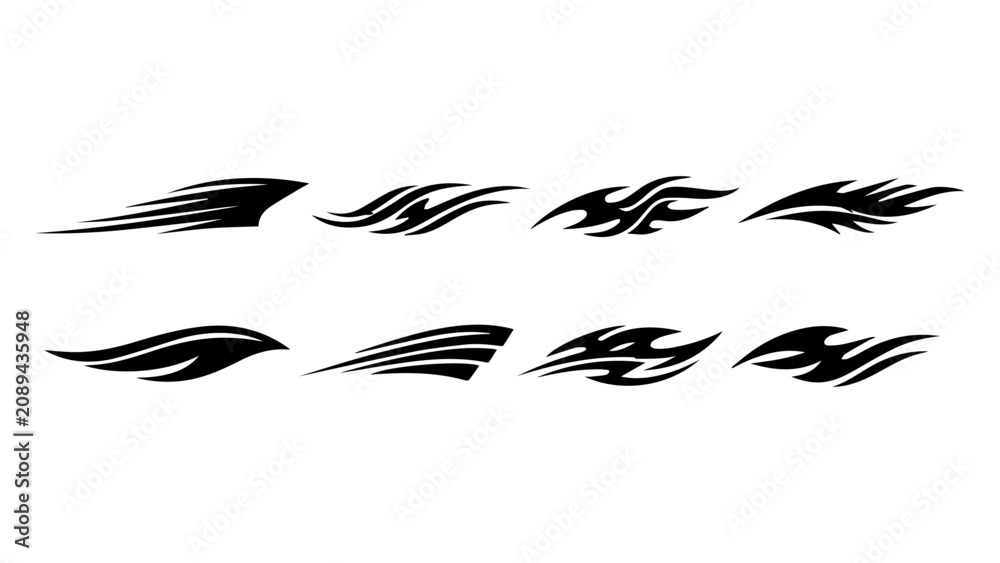 Fototapeta premium Abstract Speed Swoosh Racing Stripes Vector Set for Vehicle Decals