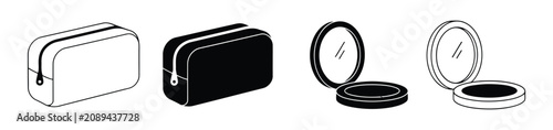 Canvastavla Compact powder case and makeup mirror silhouettes
