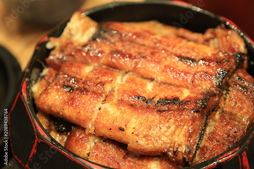 Foto 皿に盛られたうなぎ料理のひつまぶし
