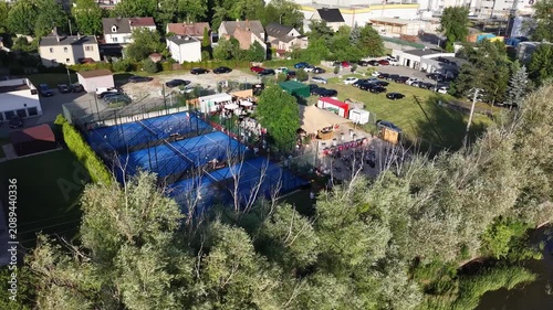 Waterfront party drone shot