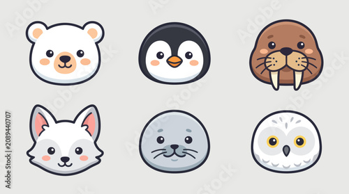 Fényképezés Arctic animal faces collection