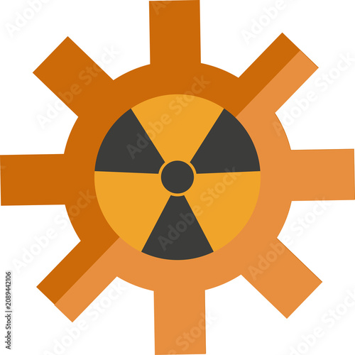 Fotografie Radioactive symbol integrated within gear represents potential environmental danger, industrial risk, or nuclear contamination