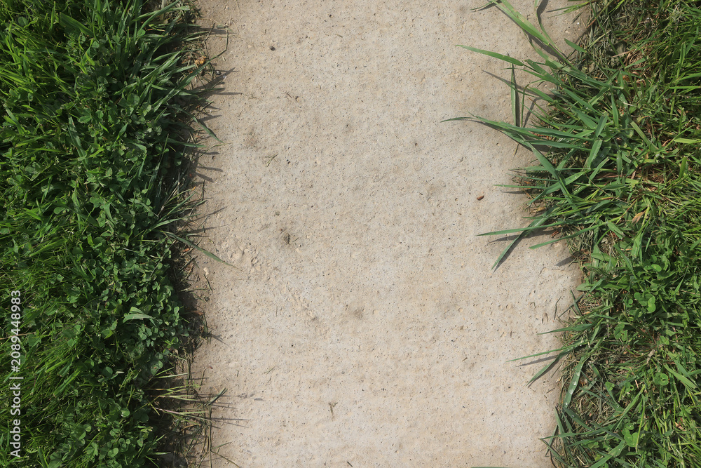 Naklejka premium concrete walkway texture, concrete framed by grass