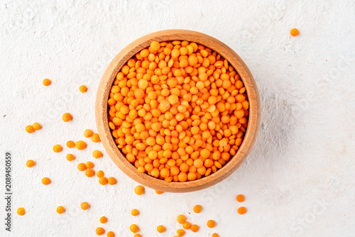  Uncooked lentils on  stone background