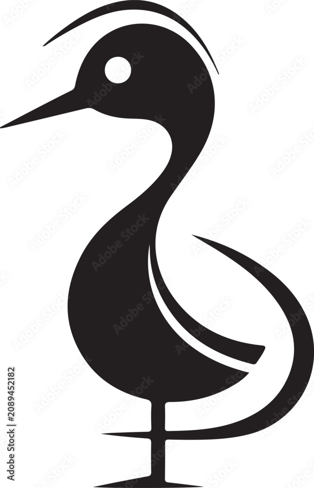 Fototapeta premium Minimalist black bird silhouette logo with elegant curves and modern artistic style design.