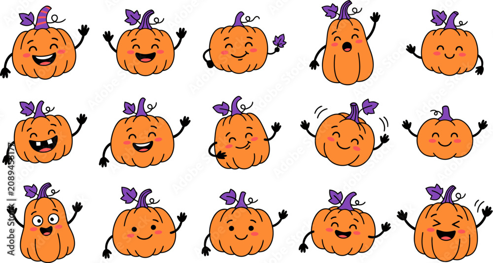 Obraz premium Halloween pumpkins emotions