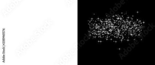 Sparkling silver glitter dust on black background, shimmering magic particles overlay, glowing stardust texture for festive holiday design