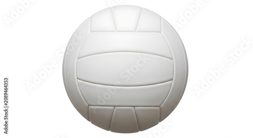 A single white volleyball ball isolated on a white background, featuring a classic panel and a smooth, matte surface texture