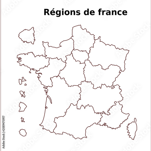 Régions de France - contours noir et blanc