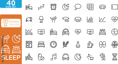 Photos Sleep line editable Icons set
