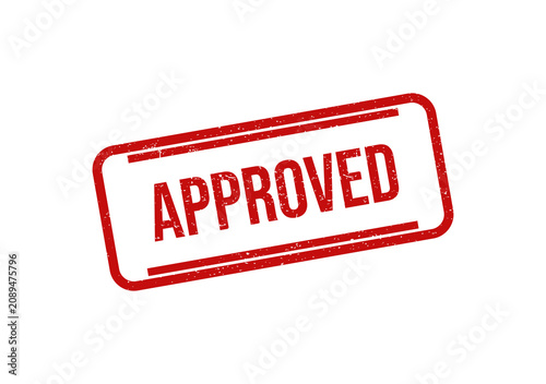 Red approved rubber stamp mark with grunge texture