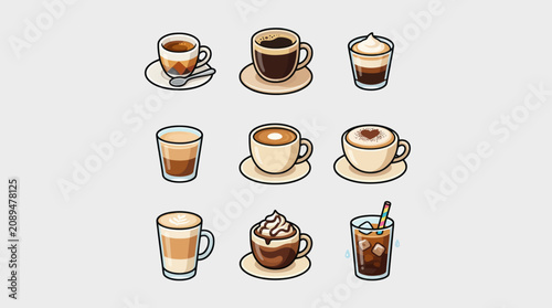 Fotografie Assorted coffee drinks collection