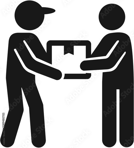delivery person handing package to customer 