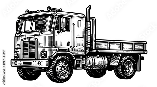Foto Vintage Flatbed Truck Illustration - Retro Transportation and Haulage Art