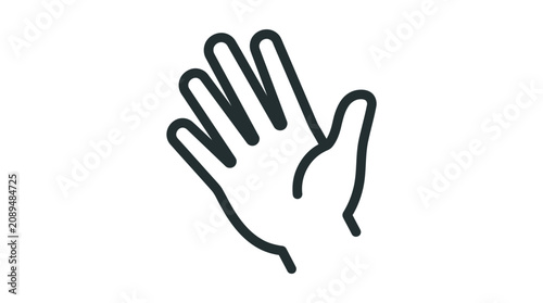 Open hand icon, five fingers, simple line art, greeting gesture