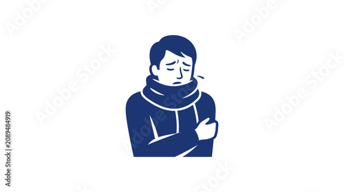 Konstfotografi Sick man covered with scarf, feeling cold and unwell