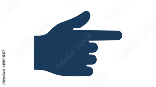 Dark Blue Hand Pointing Right Icon on White Background