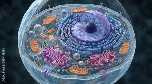 human body Detailed 3D illustration of a eukaryotic animal cell interior showing organelles and cell membrane
