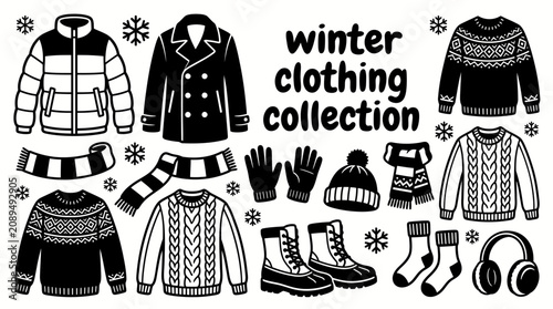 Obraz na płótnie complete winter clothing collection featuring insulated jackets wool sweaters sc