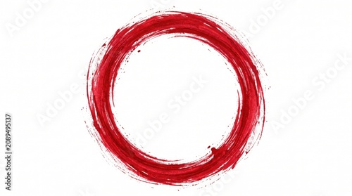 Abstract Red Ink Circle on White Background