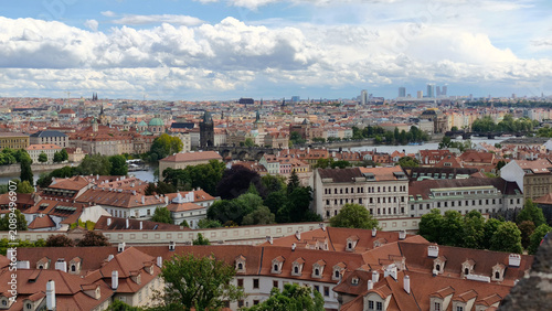 Photography panorama of Prague seen from south gardens below Hradcany castle