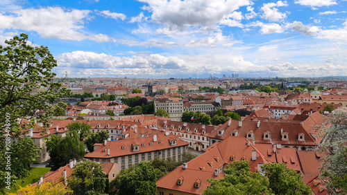 panorama of Prague seen from south gardens below Hradcany castle